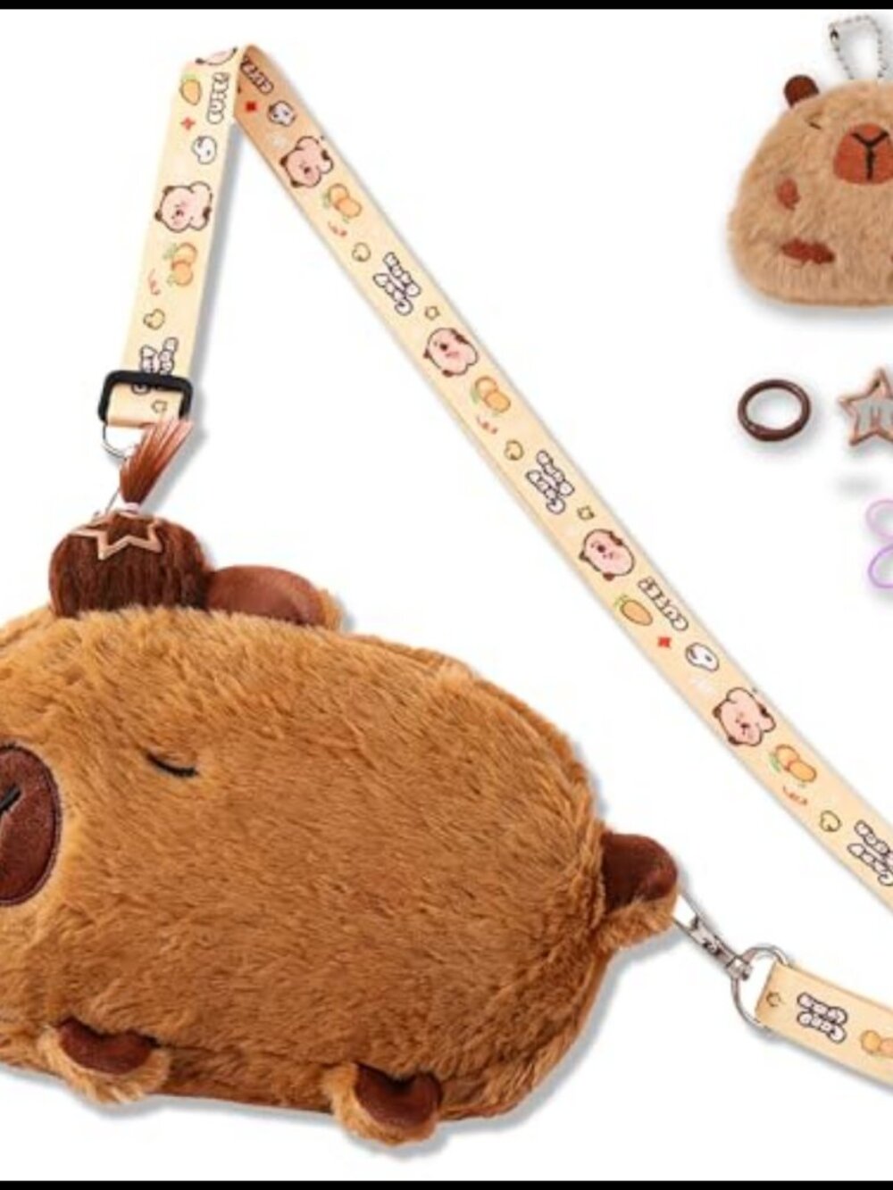 Capybara Plush Crossbody Bag Cute Animal Shoulder Handbag